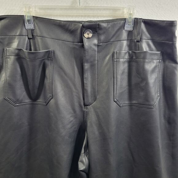 Maeve By Anthropologie Black Faux Leather Capris The Collette Size 24" 92424-95 - Picture 8 of 9